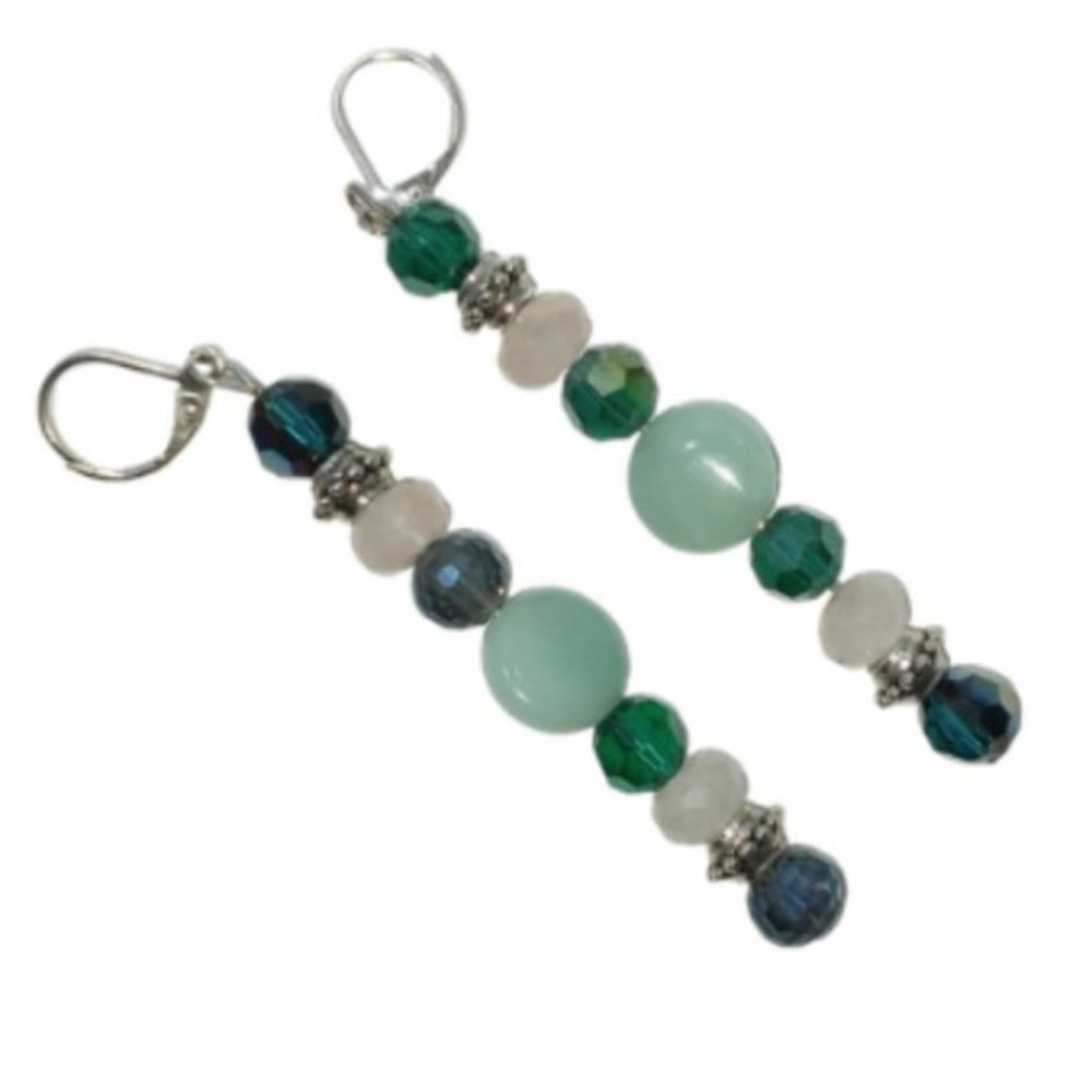 Long Handvrafted Beaded Earrings About 2 1/4"
